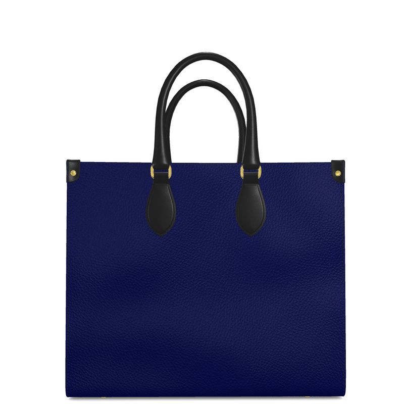 Large Shopper Bag | Navy | Leather | Gold |