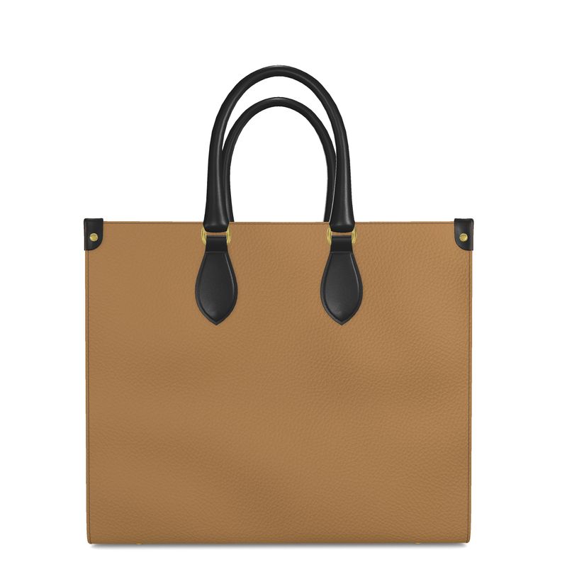 Large Shopper Bag | Tan | Leather | Gold |
