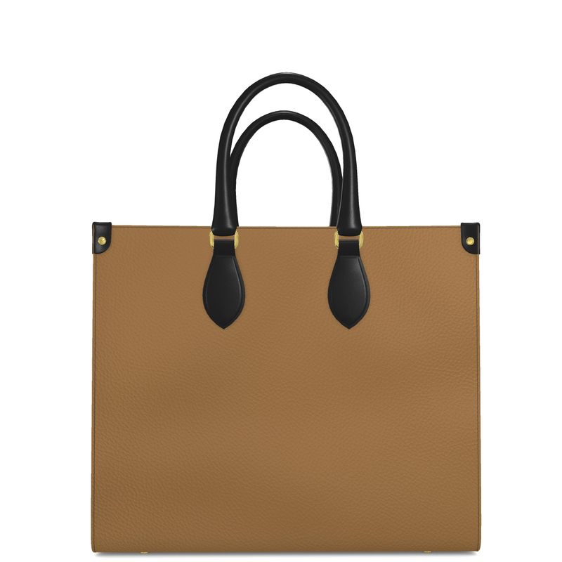 Large Shopper Bag | Tan | Leather | Gold |