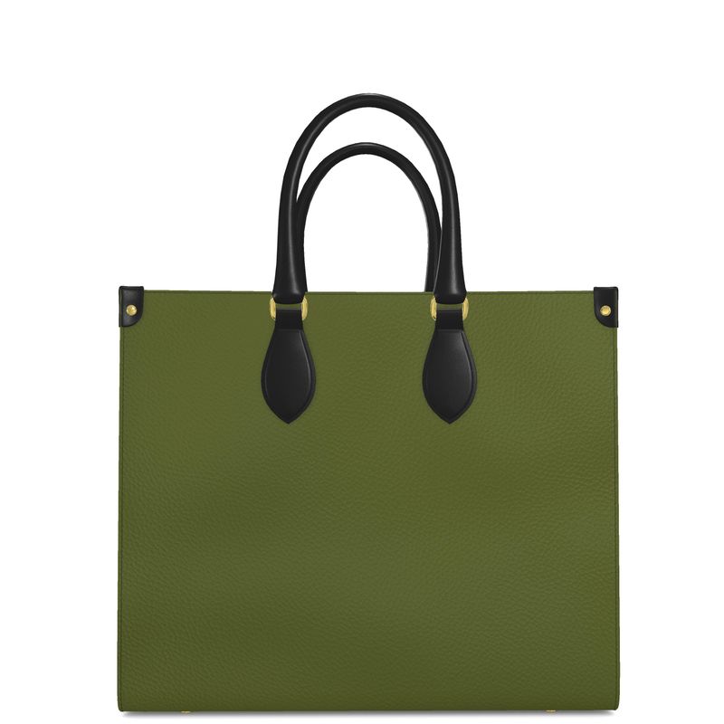 Large Shopper Bag | Olive | Leather | Gold |