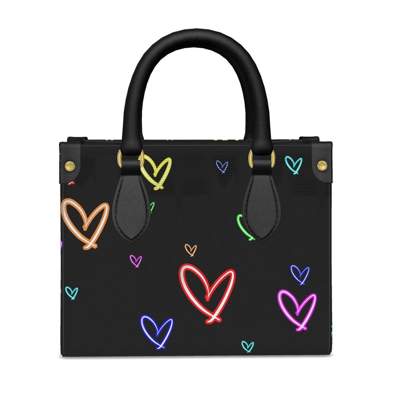 LoveHearts | Mini Shopper Bag | Multi Colored | Leather | Gold