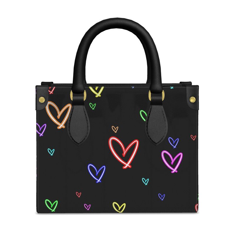 LoveHearts | Mini Shopper Bag | Multi Colored | Leather | Gold