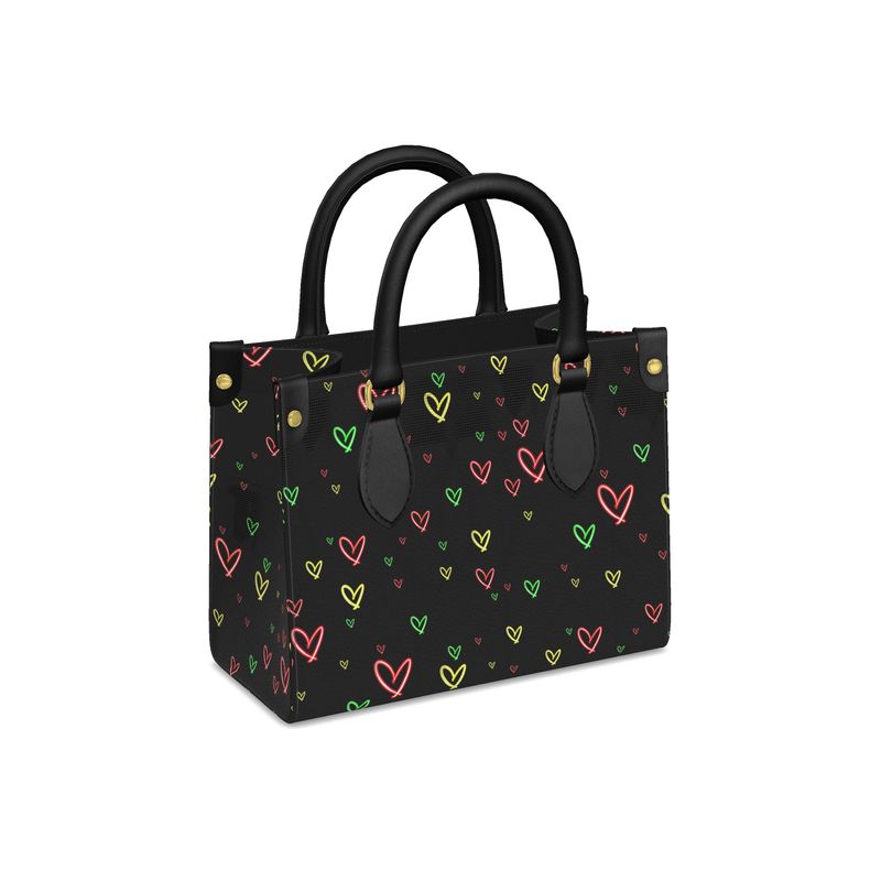 LoveHearts | Mini Shopper Bag | Red Green Yellow | Leather | Gold