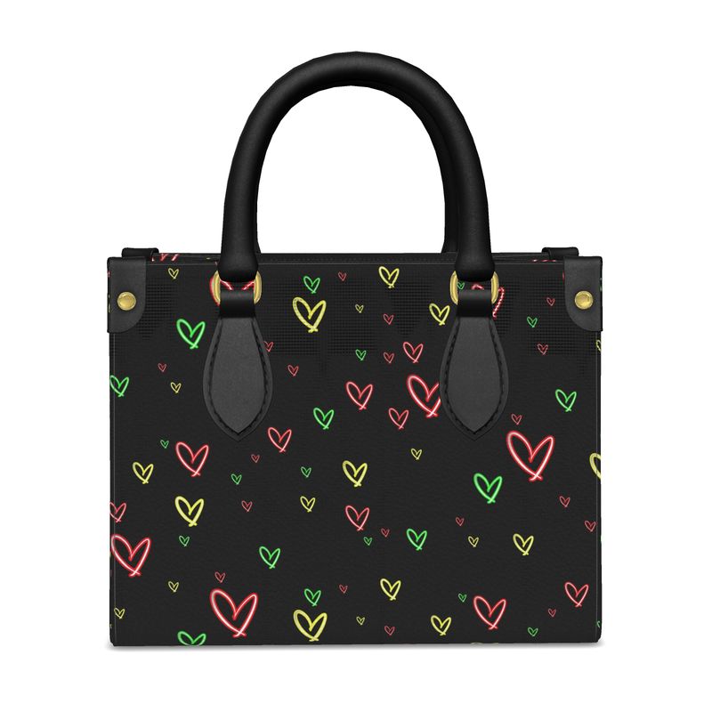 LoveHearts | Mini Shopper Bag | Red Green Yellow | Leather | Gold