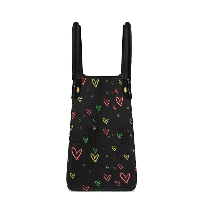 LoveHearts | Mini Shopper Bag | Red Green Yellow | Leather | Gold