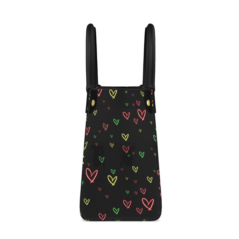 LoveHearts | Mini Shopper Bag | Red Green Yellow | Leather | Gold