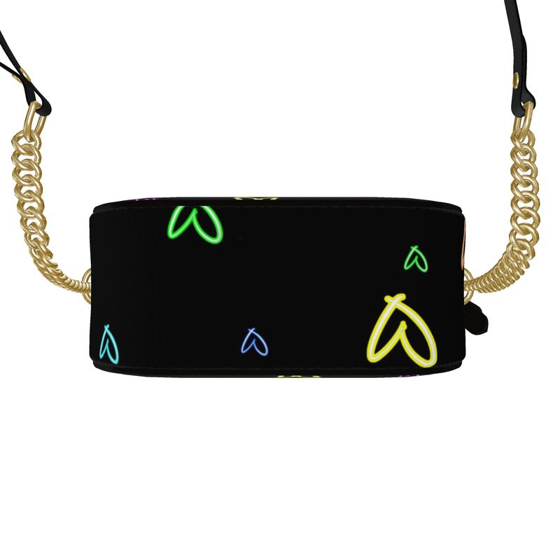 LoveHearts | Round Box Bag | Multi Color | Leather | Gold