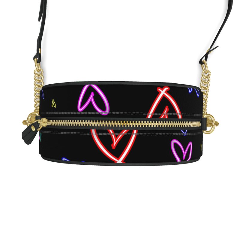 LoveHearts | Round Box Bag | Multi Color | Leather | Gold