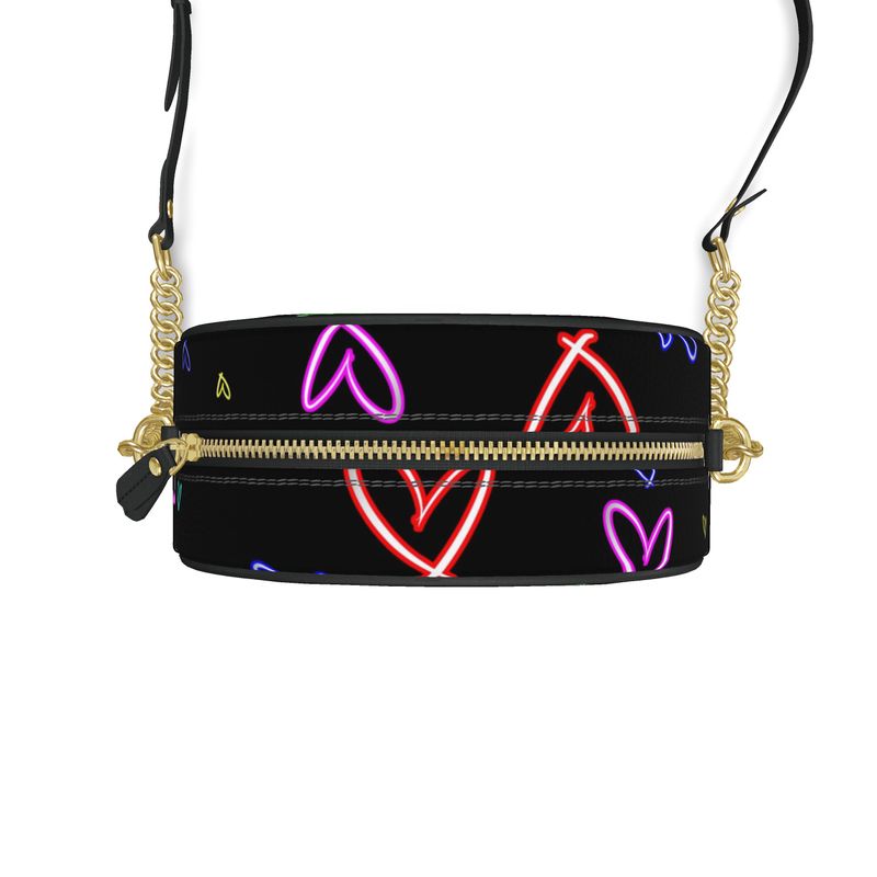 LoveHearts | Round Box Bag | Multi Color | Leather | Gold