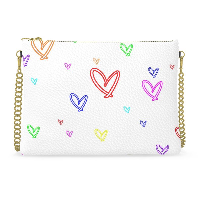 LoveHearts | Crossbody | Multi Color White | Leather | Gold or Silver |