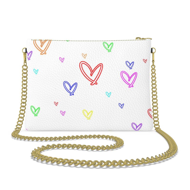 LoveHearts | Crossbody | Multi Color White | Leather | Gold or Silver |