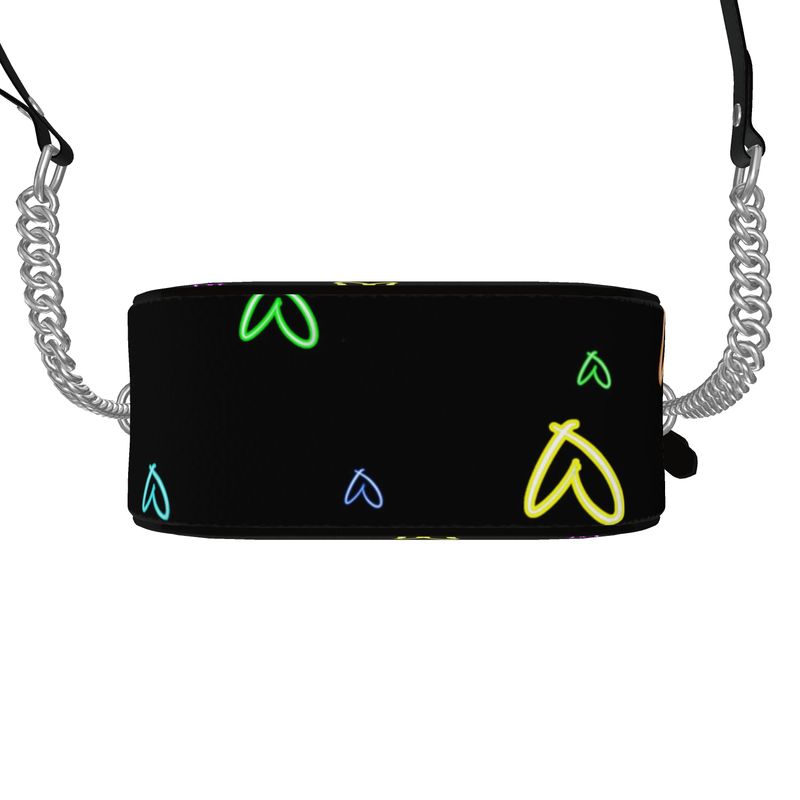 LoveHearts | Round Box Bag | Multi Color | Leather | Silver |