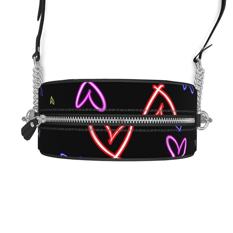 LoveHearts | Round Box Bag | Multi Color | Leather | Silver |