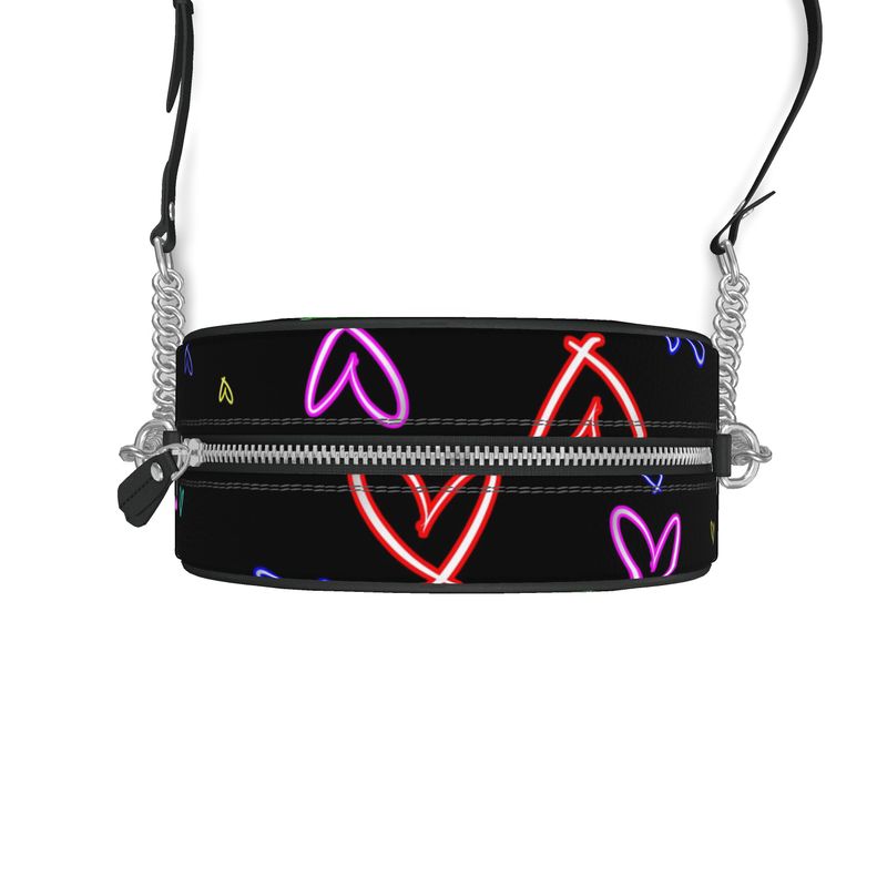 LoveHearts | Round Box Bag | Multi Color | Leather | Silver |